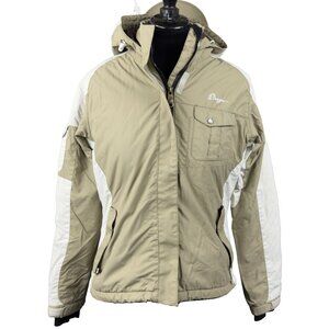 ORAGE Insulated Ski Snow Jacket Hooded Tan White Women S